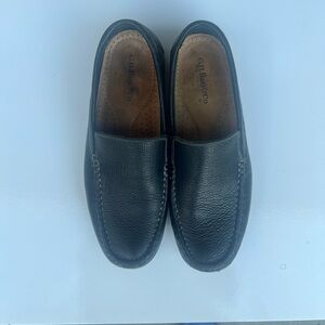 G,H Bass Black Leather Moc Toe Slip-On Loafers